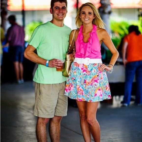 Lilly Pulitzer Pink Ruffle Halter Top XS - Picture 2 of 3